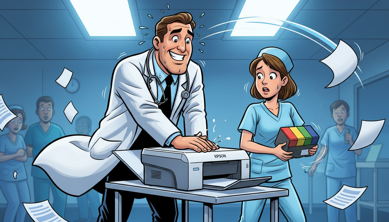 A doctor saving an Epson printer